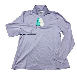 Greg Norman Womens Performance Stretch 1/4 Zip Long Sleeve Pullover Top L Purple